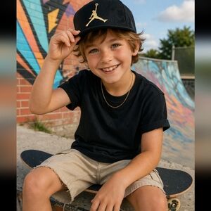 Jordan Kids Pro Cap Black Gold Jumpman Hat Size 4-7 Adjustable NWT